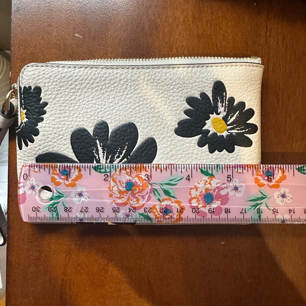 Coach Black and White Floral Wristlet
